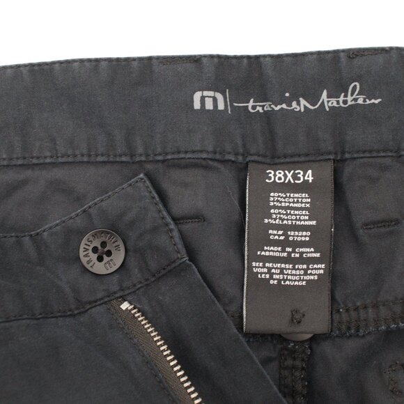 Travis Mathew Pants Mens 38 Straight Leg Mid Rise Black Tencel Cotton Blend Golf - Picture 10 of 13